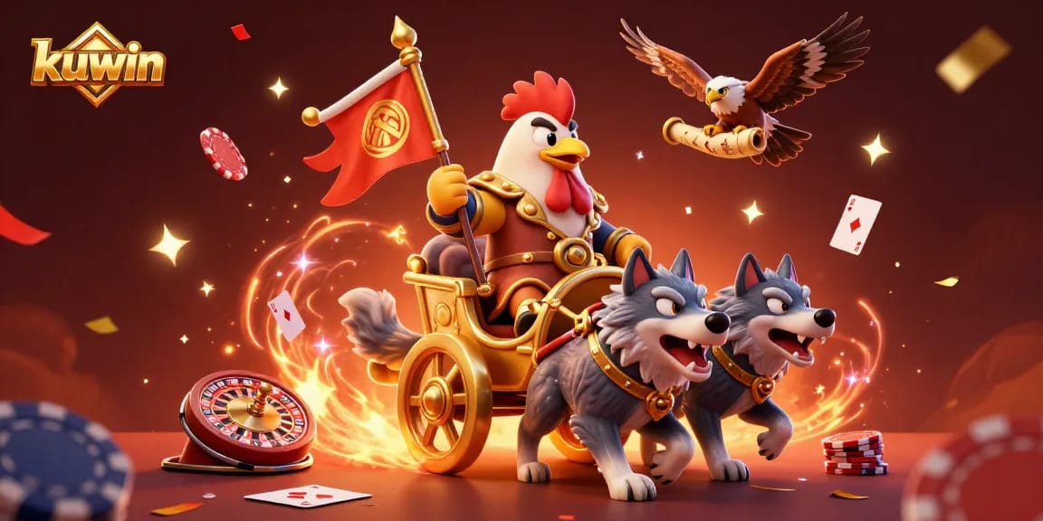 Kuwin platform showcasing immersive casino experience with golden elements and lively poker action.