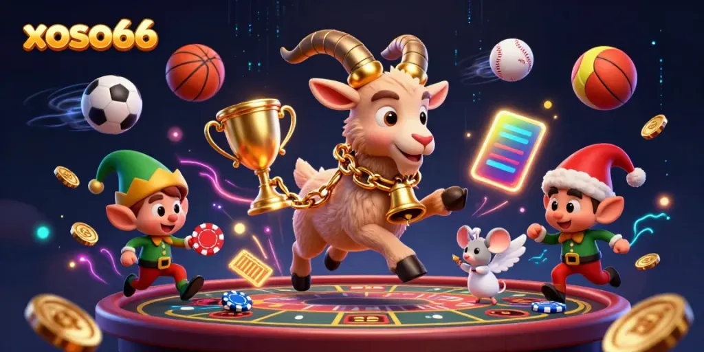 Experience the thrilling dynamic of xoso66 with festive casino characters stealing the show in an electric atmosphere.
