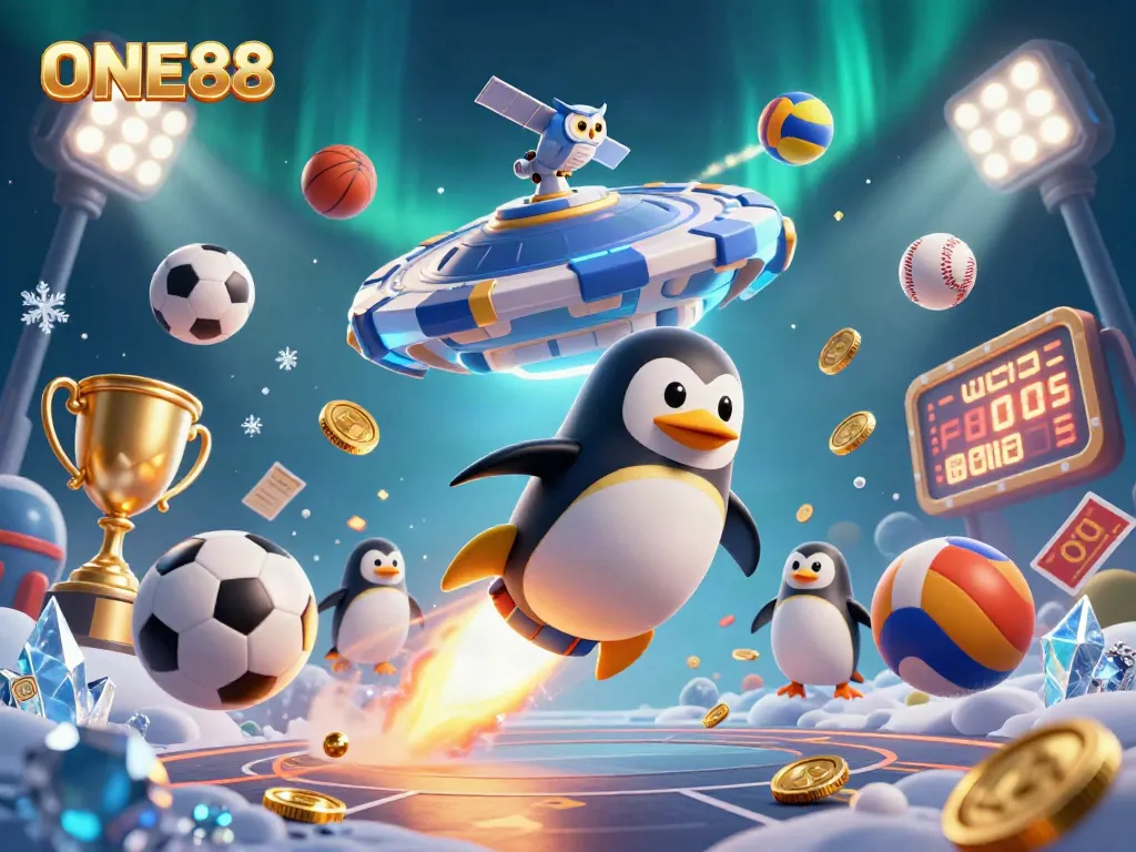 Experience ONE88 through a vibrant 3D casino scene featuring engaging gambling activities and stunning visuals.