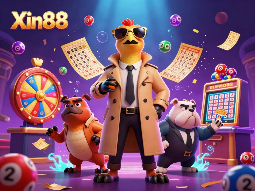 Experience the excitement of Xin88 with fun characters in a vibrant casino atmosphere.