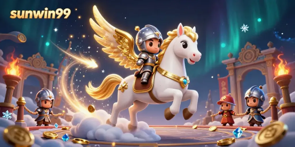 Engage with sunwin99's thrilling casino gaming through a dynamic, magical illustration featuring celestial elements.