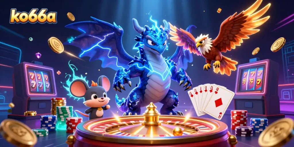 Spin exciting games at ko66a with dynamic characters and eye-catching casino elements.