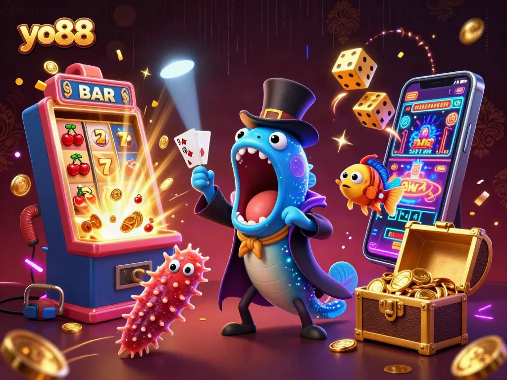 Spin the reels with yo88's vibrant online casino experience featuring animated sea creatures in a magical scene.