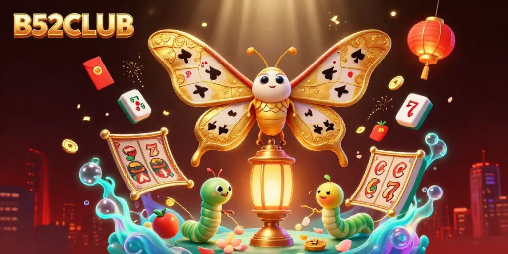 Experience thrilling games at B52CLUB with vibrant casino-themed imagery and captivating 3D details.