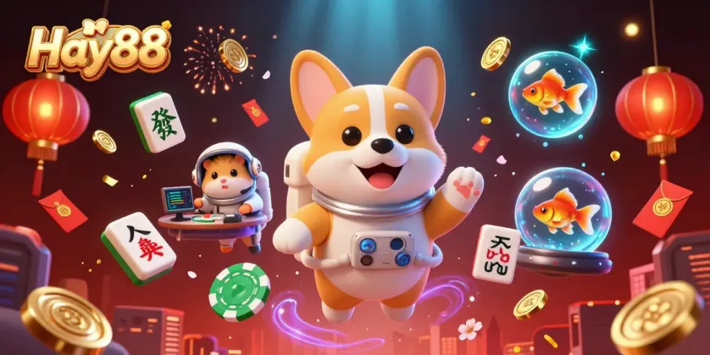 Experience thrilling gaming with Hay88 in a vibrant space casino filled with engaging elements.