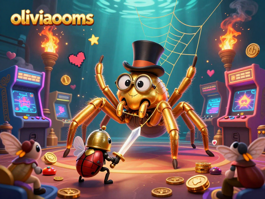 Join the adventure with oliviaooms, featuring a golden tarantula, beetle knight, and exciting gaming elements!
