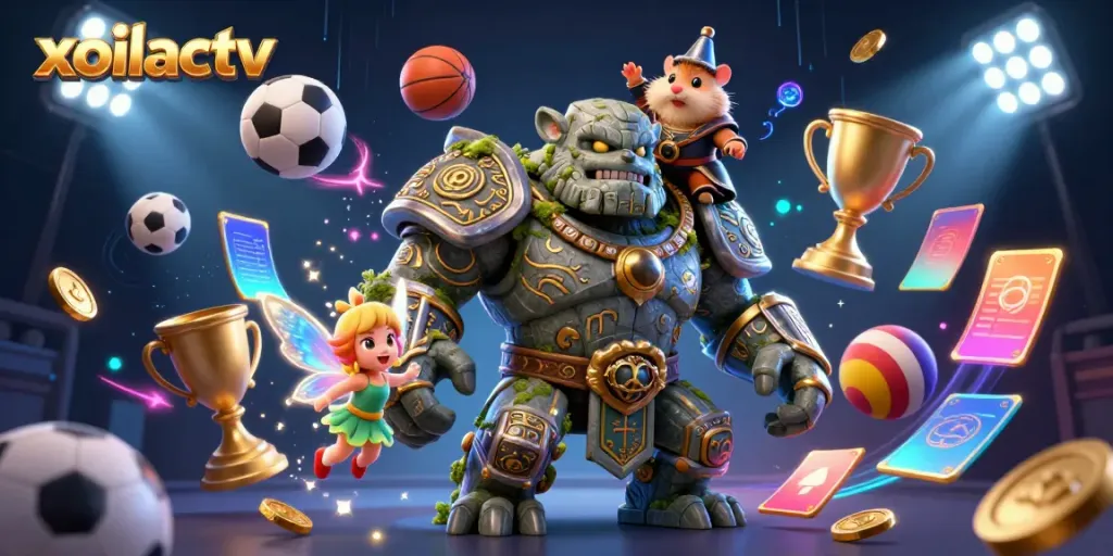 Experience thrilling moments with xoilactv as a golem guardian brings sports magic to life amidst dynamic gambling elements.