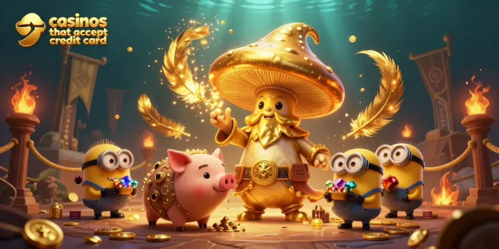 Experience the magic of casinos that accept credit card with our enchanting wizard and treasure-seeking pig.