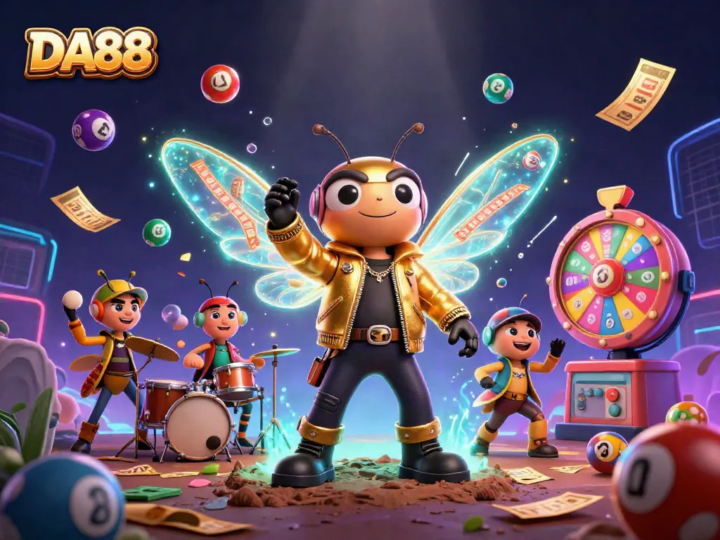 Experience the excitement of DA88 with vibrant lottery elements and engaging game characters.