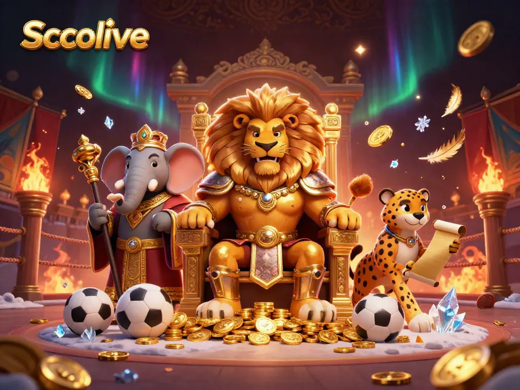 Engage with Socolive sports betting, featuring a fierce lion king and dynamic gaming elements.