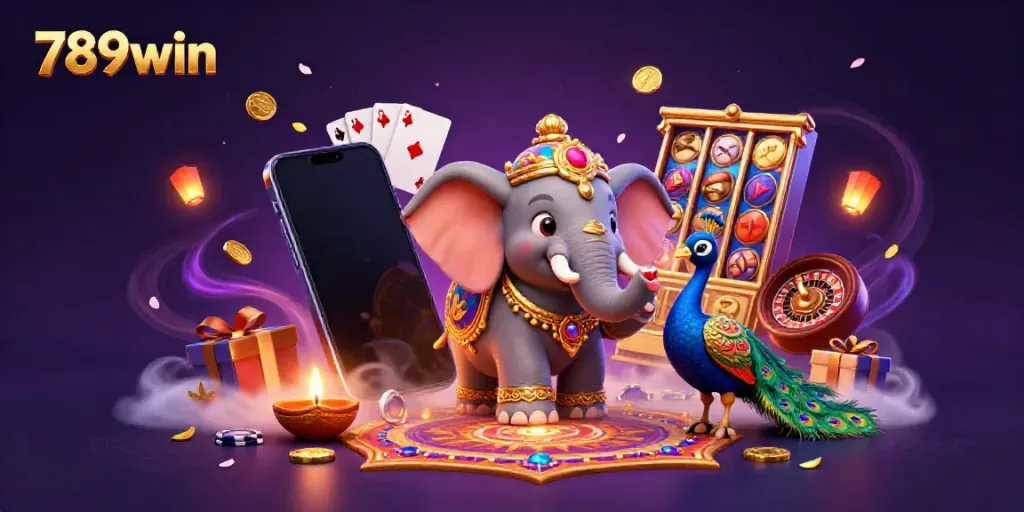 Experience thrilling wins with 789win's vibrant casino illustration featuring dynamic gaming elements.