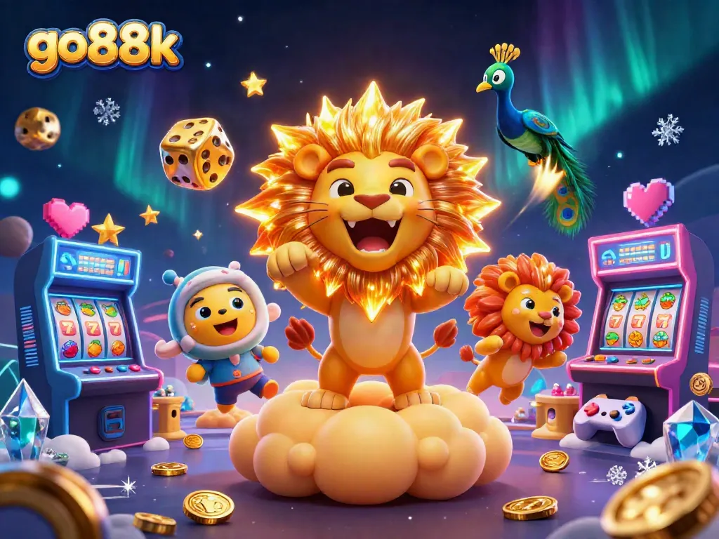 Experience thrilling wins with go88k, featuring a bold sun lion and golden casino elements.