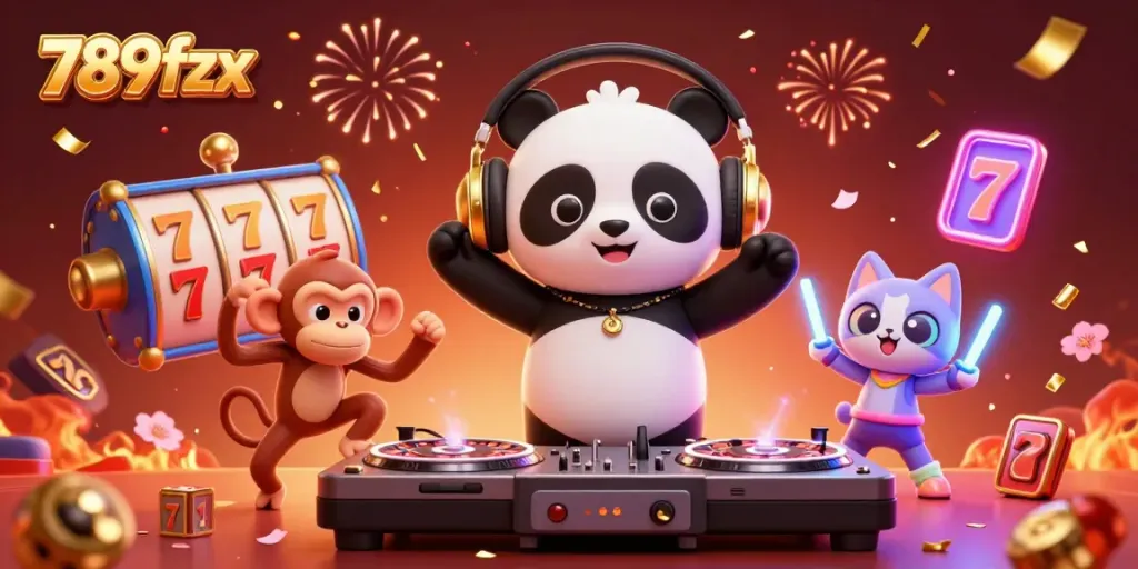 Immerse in playful casino fun with the dynamic 789fzx scene featuring animated characters and vibrant gaming elements.