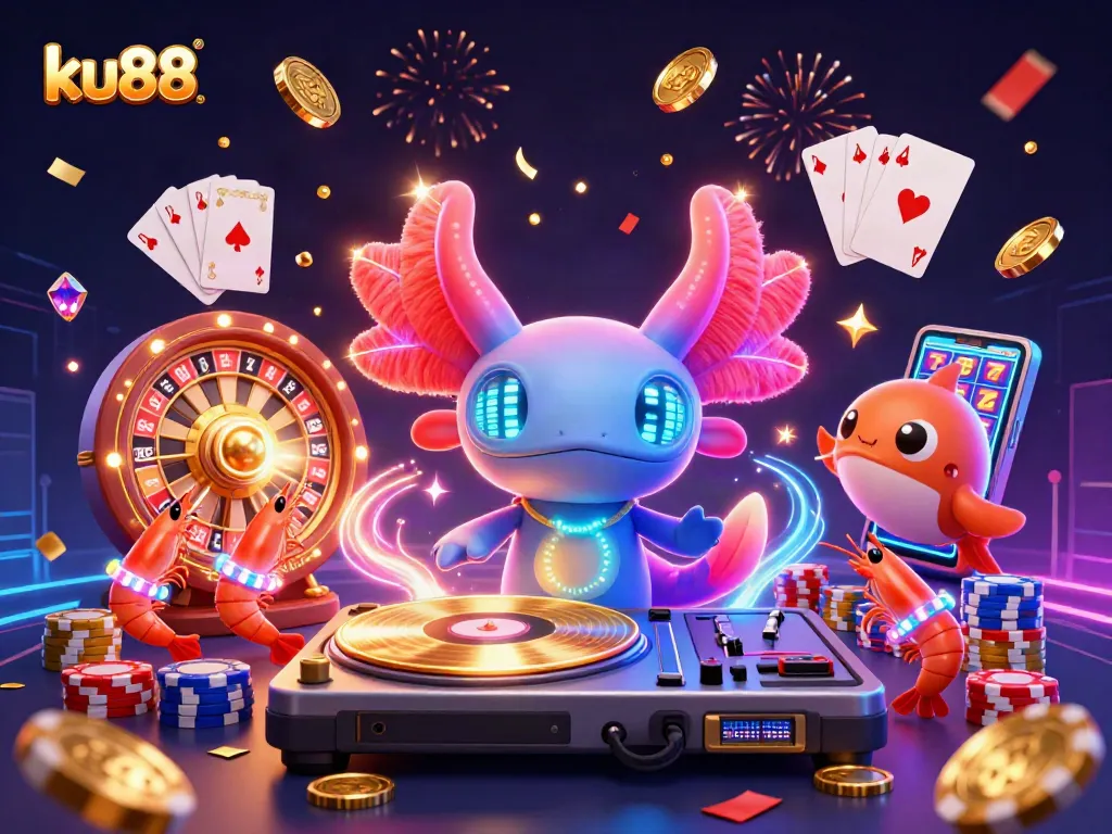 Engage with ku88's vibrant online casino experience featuring animated characters and dynamic gaming elements.