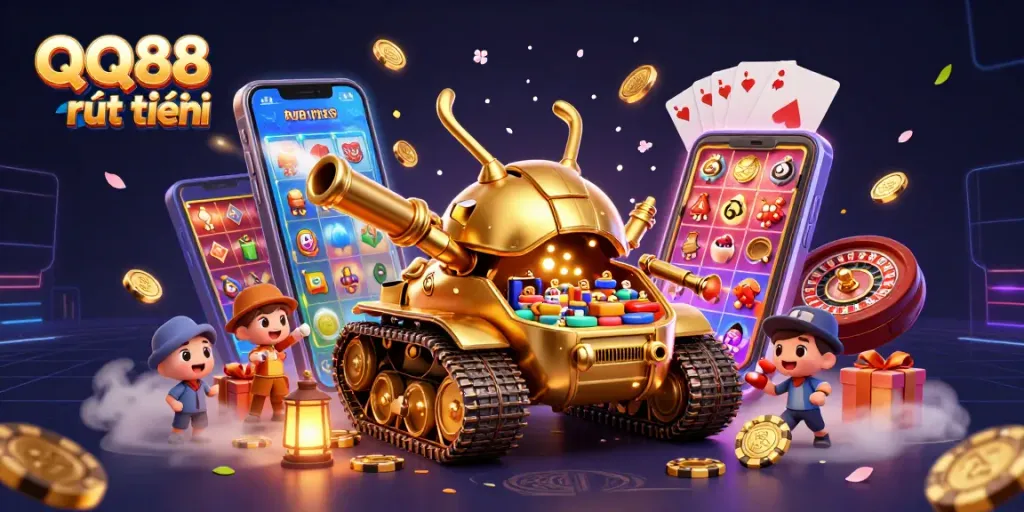 Engage with QQ88 rút tiền experiences in a vibrant casino scene filled with thrilling game elements.